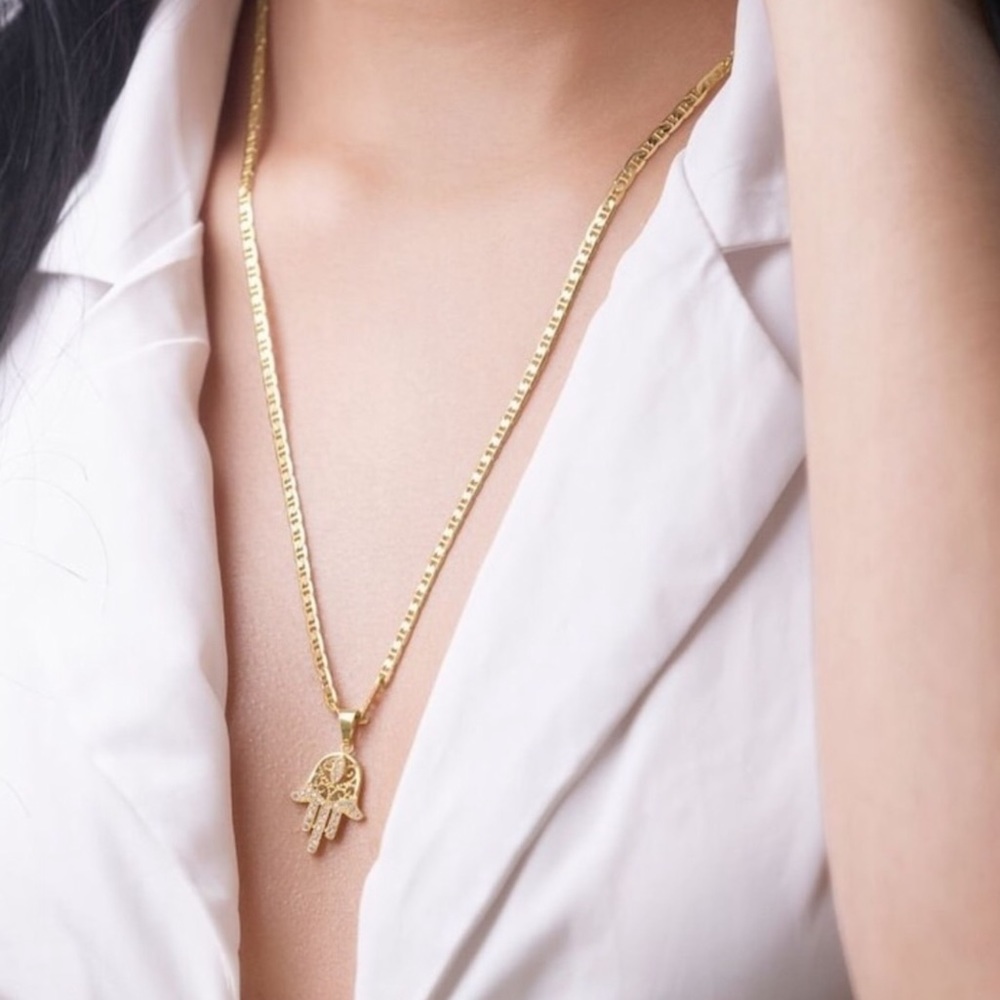 New Turkish Hamsa Hand Gold Plated Protection Pendant Charm Necklace - Picture 7 of 15